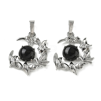 Natural Obsidian Pendants G-B194-01P-08-1