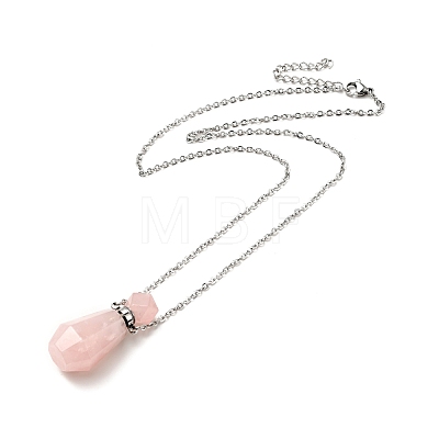 Openable Faceted Natural & Synthetic Mixed Stone Perfume Bottle Pendant Necklaces for Women NJEW-F296-03P-1