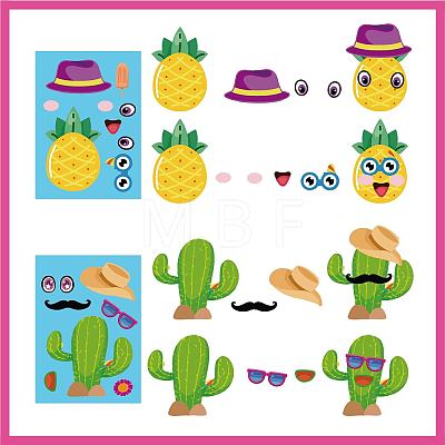 48 Sheets 8 Styles Summer Paper Make a Face Stickers DIY-WH0467-009-1