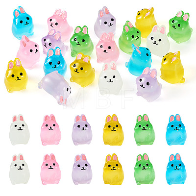  24Pcs 6 Colors Rabbit Luminous Resin Display Decorations DJEW-TA0001-07-1