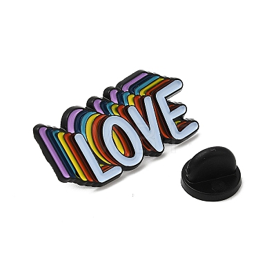 Rainbow Word LOVE Enamel Pins JEWB-P030-M01-1