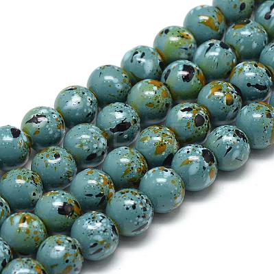 Baking Painted Glass Beads Strands DGLA-S115-8mm-S46-1