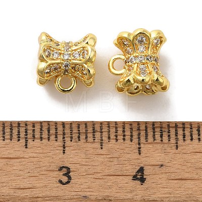 Flower Brass Micro Pave Cubic Zirconia Tube Bails KK-C072-05A-G-1