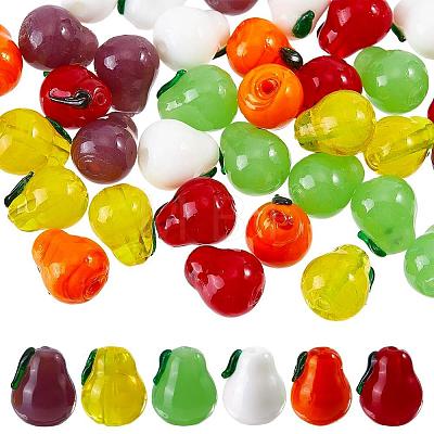 36Pcs 6 Colors Handmade Lampwork Beads LAMP-ME0001-28-1
