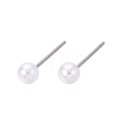 Eco-Friendly Plastic Imitation Pearl Stud Earrings EJEW-ZX007-01-1