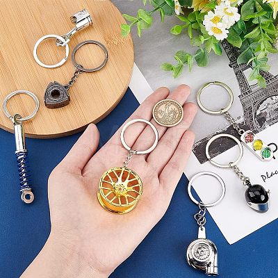 Olycraft 7Pcs 7 Style Alloy Keychains KEYC-OC0001-24-1