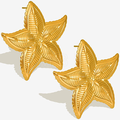 304 Stainless Steel Starfish Stud Earrings for Women YM4343-2-1