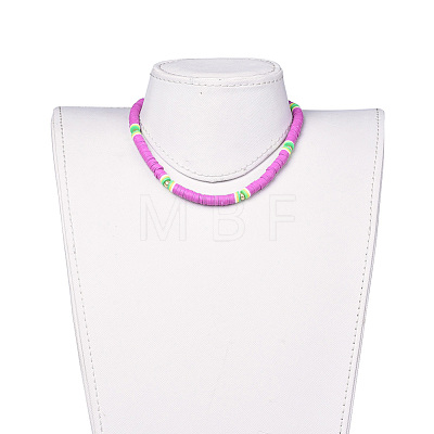 Handmade Polymer Clay Heishi Beads Choker Necklaces NJEW-JN02446-01-1