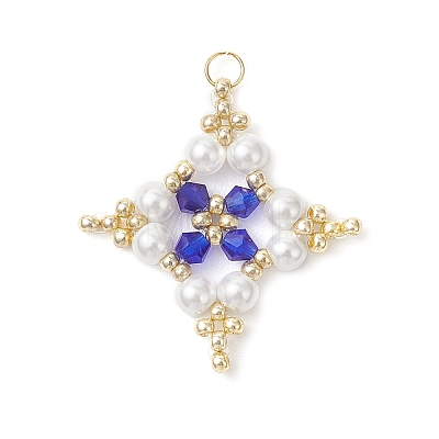 7Pcs Glass Seed Beaded Star Pendants PALLOY-MZ01165-1