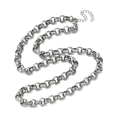 7MM 304 Stainless Steel Rolo Chain Necklaces for Women Men NJEW-Z115-01P-1