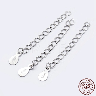 925 Sterling Silver End with Extender Chains and Drop Charms X-STER-F036-26S-48mm-1