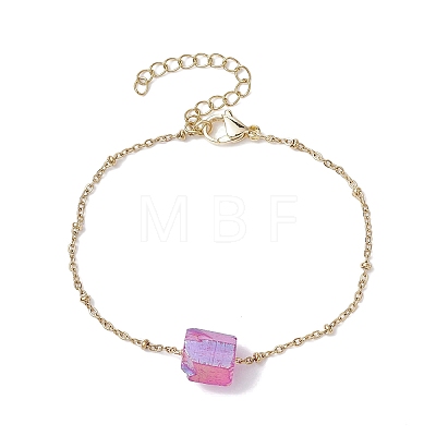 Dyed Natural Quartz Rectangle Link Bracelets BJEW-JB09741-1