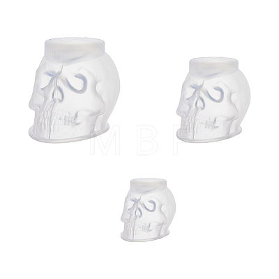 3Pcs 3 Style Halloween Skull Candle Silicone Molds CAND-FH0001-04-1