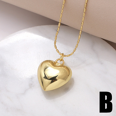 Valentine's Day Brass Peach Heart Pendant Necklaces for Women FS-WG7F68C-02-1