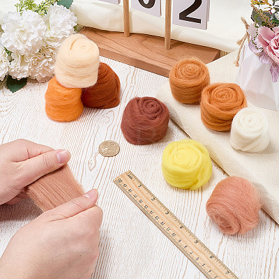 50G 10 Colors Needle Felting Wool Roving DIY-CP0013-77C-1