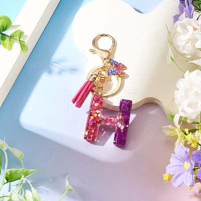 Alloy Resin Butterfly Keychains KEYC-TADJ0002-02G-H-1