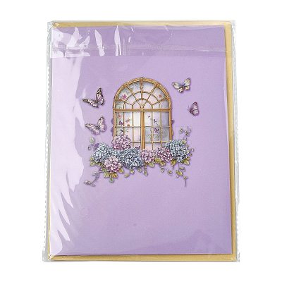 Pop Up 3D Heart Butterfly Bouquet Greeting Cards AJEW-FZC0001-06-1