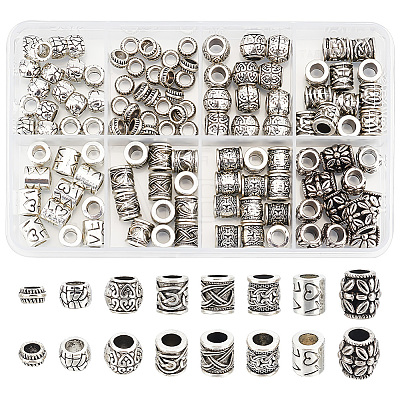  115Pcs 8 Style Tibetan Style Alloy European Beads PALLOY-NB0003-92-1