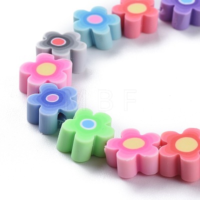 Handmade Flower Printed Polymer Clay Beads Strands CLAY-M003-07H-1