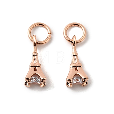 Brass Micro Pave Cubic Zirconia Charms ZIRC-G133-04RG-1-1