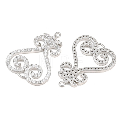 Brass Micro Pave Clear Cubic Zirconia Connector Charms CU-CBA7BFE-03C-P-1