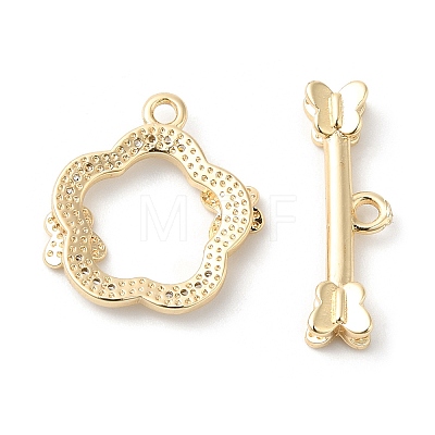 Brass Micro Pave Clear Cubic Zirconia Toggle Clasps KK-P234-64G-1