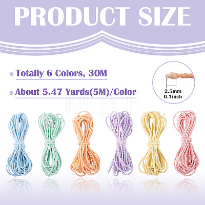 30M 6 Colors Polyester Elastic Cords EC-TA0001-07C-1
