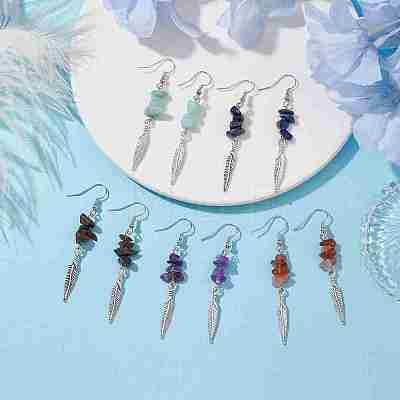 Natural Mixed Stone Dangle Earring for Women EJEW-JE05935-1