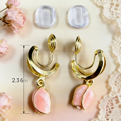 Brass Enamel Clip-on Earrings for Women WG05889-01-1