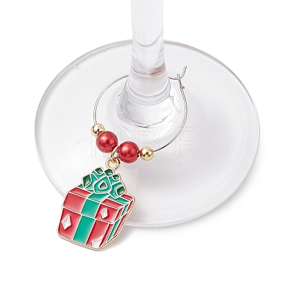 Christmas Alloy Enamel Wine Glass Charms AJEW-JO00258-1