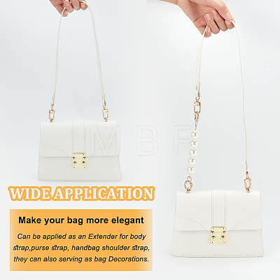WADORN 2Pcs 2 Style PU Leather & Round ABS Plastic Imitation Pearl Bag Straps Sets FIND-WR0009-23B-1
