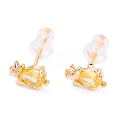 Cute Light Gold Plated Brass Stud Earrings EJEW-H106-02C-1