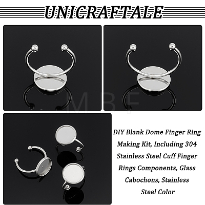 Unicraftale DIY Blank Dome Finger Ring Making Kit DIY-UN0004-18B-1