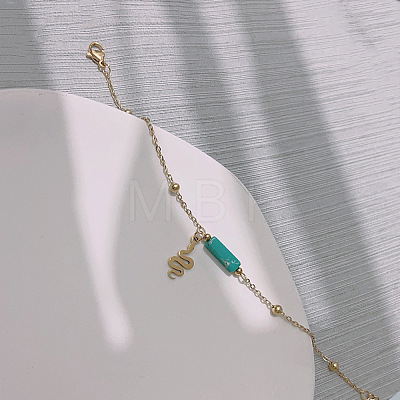 Natural Turquoise Column Link Bracelets IJ4503-2-1