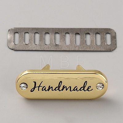 Alloy Crystal Rhinestone Handmade Label Tags FIND-WH0173-534B-G-1