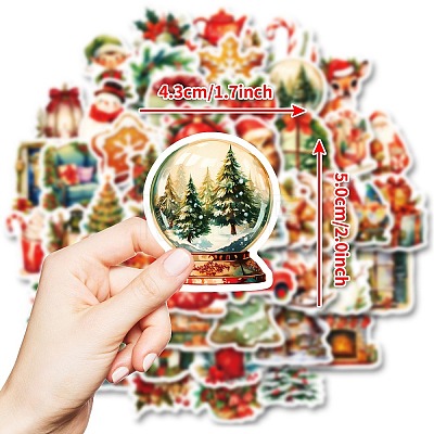 50Pcs Christmas Eve Theme Cartoon Paper Stickers DIY-P085-11-1