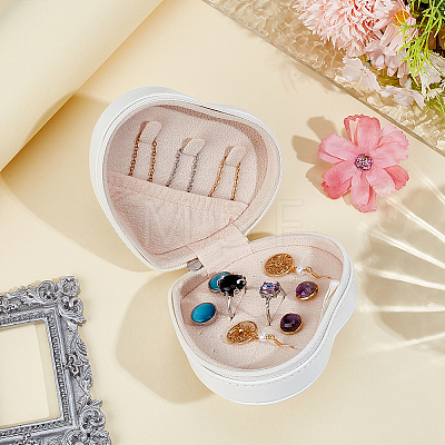 Heart PU Imitation Leather Jewelry Organizer Zipper Boxes AJEW-CL0006-03A-1