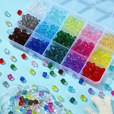 450Pcs 15 Colors Transparent Acrylic Beads TACR-YW0001-56-1