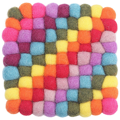 Round Wool Felt Ball Coasters AJEW-WH20020-151B-1
