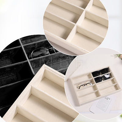 8 Grids Rectangle MDF Covered with Velvet Glasses Organizer Trays ODIS-SP0002-21A-1