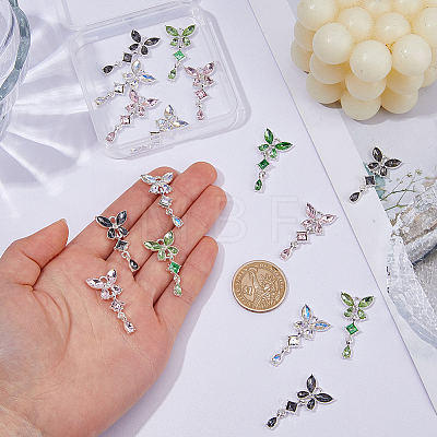 16Pcs 4 Colors Alloy Rhinestone Pendants RB-FH0001-13-1