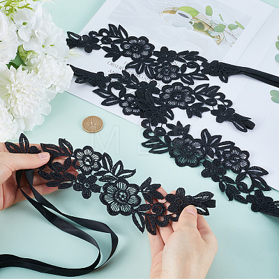 Nylon Embroidery Lace Anklet with Toe Ring AJEW-WH0314-284A-1