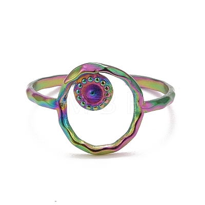 Rainbow Color Ion Plating(IP) 304 Stainless Steel Open Cuff Rings RJEW-A005-08-1