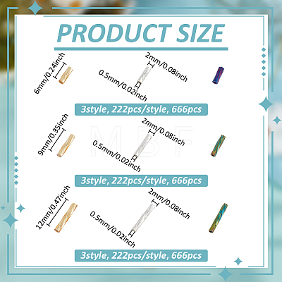 1998Pcs 9 Style Glass Twisted Bugle Beads SEED-PH0001-38-1