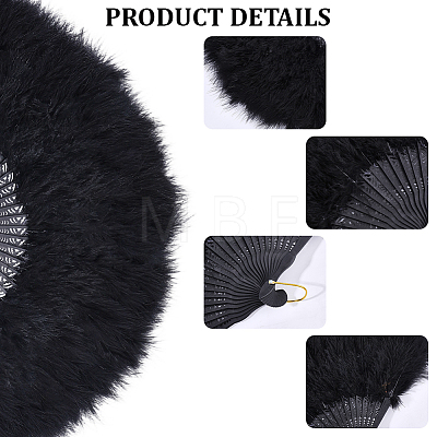Plastic & Feather Folding Fan AJEW-WH20130-171C-1