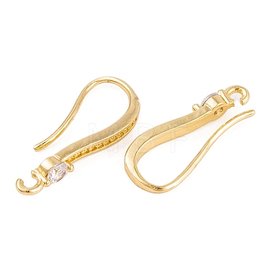 Rack Plating Brass Cubic Zirconia Earring Hooks KK-S374-05G-06-1