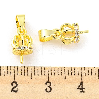 Crown Shape Brass Micro Pave Cubic Zirconia Cup Peg Bails KK-H452-33G-1