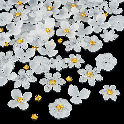 50Pcs 5 Styles Transparent Acrylic Bead Caps MACR-TA0002-88-1