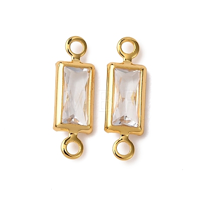 Brass Pave Clear Cubic Zirconia Connector Charms KK-Z121-06G-07-1