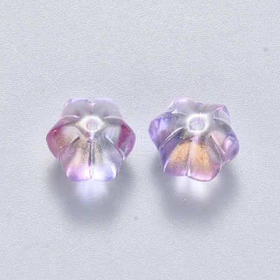 Two Tone Transparent Spray Painted Glass Beads GLAA-S190-005B-02-1